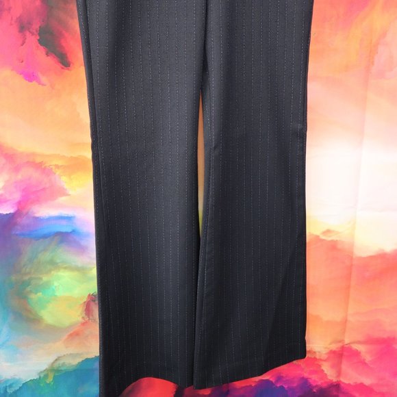 Express Editor Black Pants with Dotted Pale Pink Pinstripes, Size 0 - Picture 3 of 5